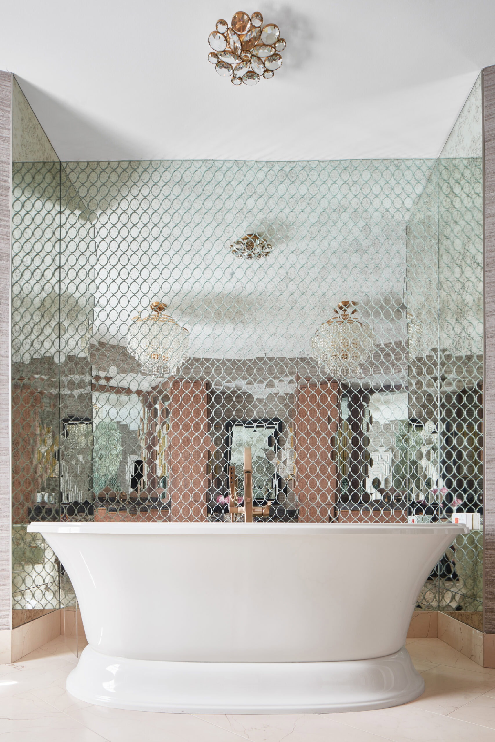 Crimson Design Group's rich, layered residential interior design in Ohio — a luxurious bathroom.