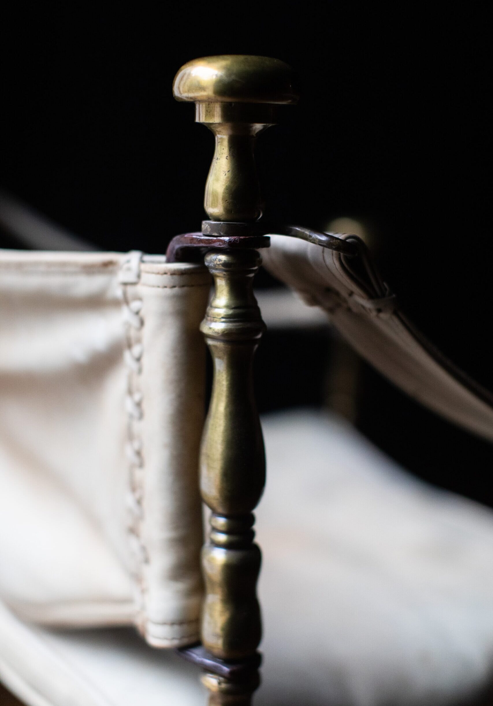 A close up of a metal pole.