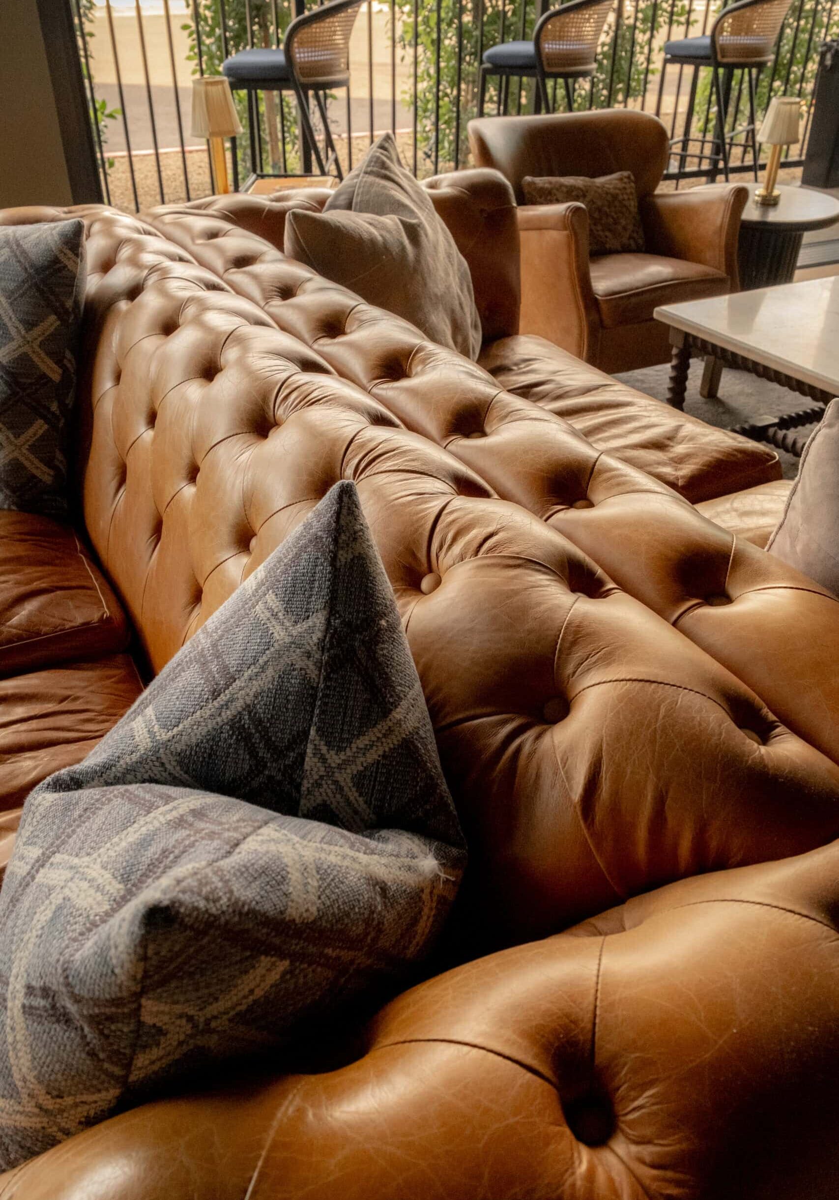 A couch with pillows on it.