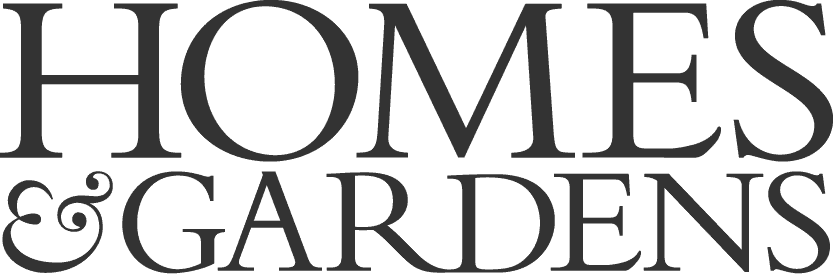 The image displays the "Homes & Gardens" logo in large, bold, serif font with black text on a white background.