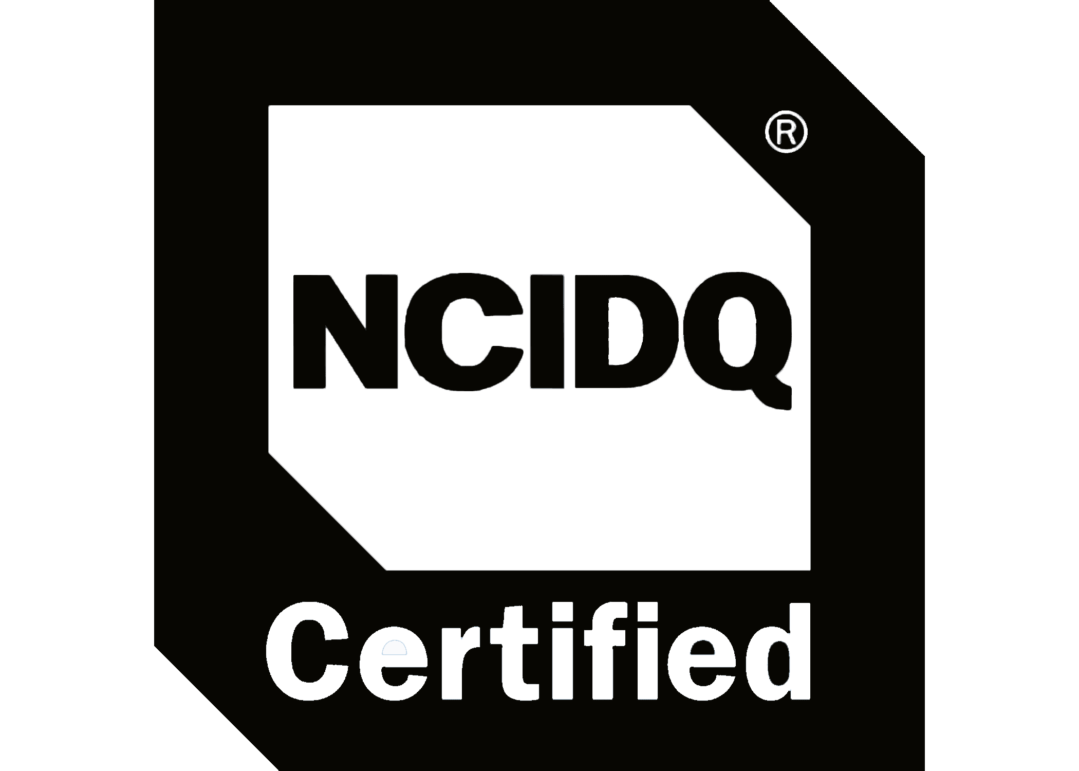 Black and white NCIDQ Certified logo with bold text and geometric design elements.